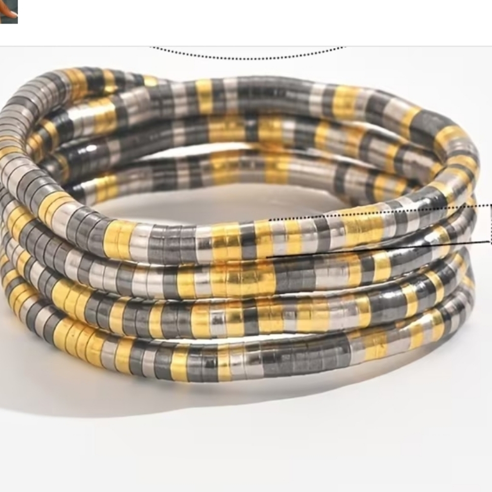 Source Unknown Gold/Silver Adjustable Coil Bracel… - image 1